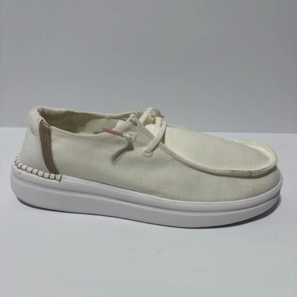 Hey Dude Women’s Wendy Rise, Spark White Casual Slip-On Shoes, Size 9 M
